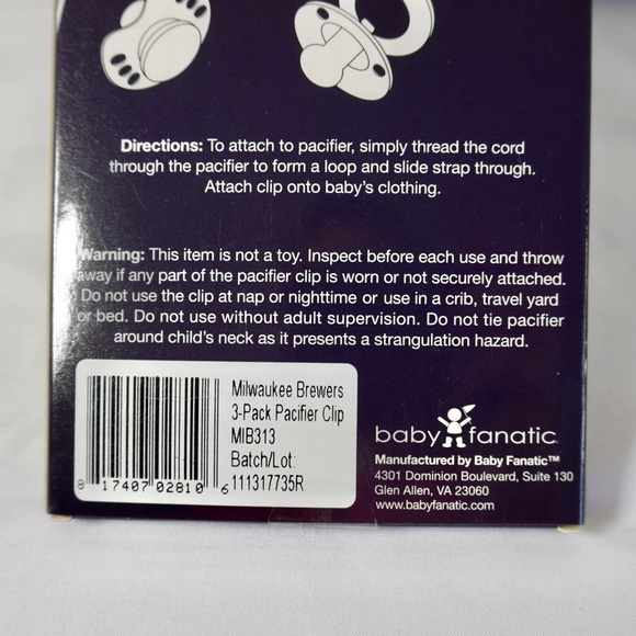Milwaukee Brewers Pacifier Clip 3-Pack Baby Fanatics MLB Officially Licensed - Picture 3 of 4